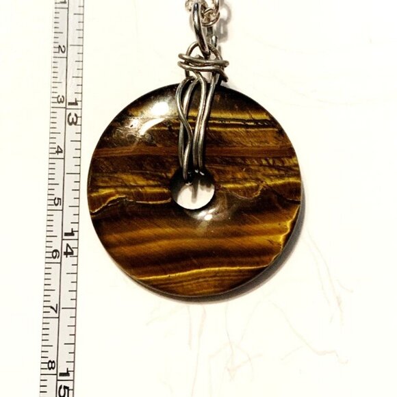 Tiger’s Eye Donut Pendant Necklace – Courage, Focus & Grounded Power - Picture 6 of 7